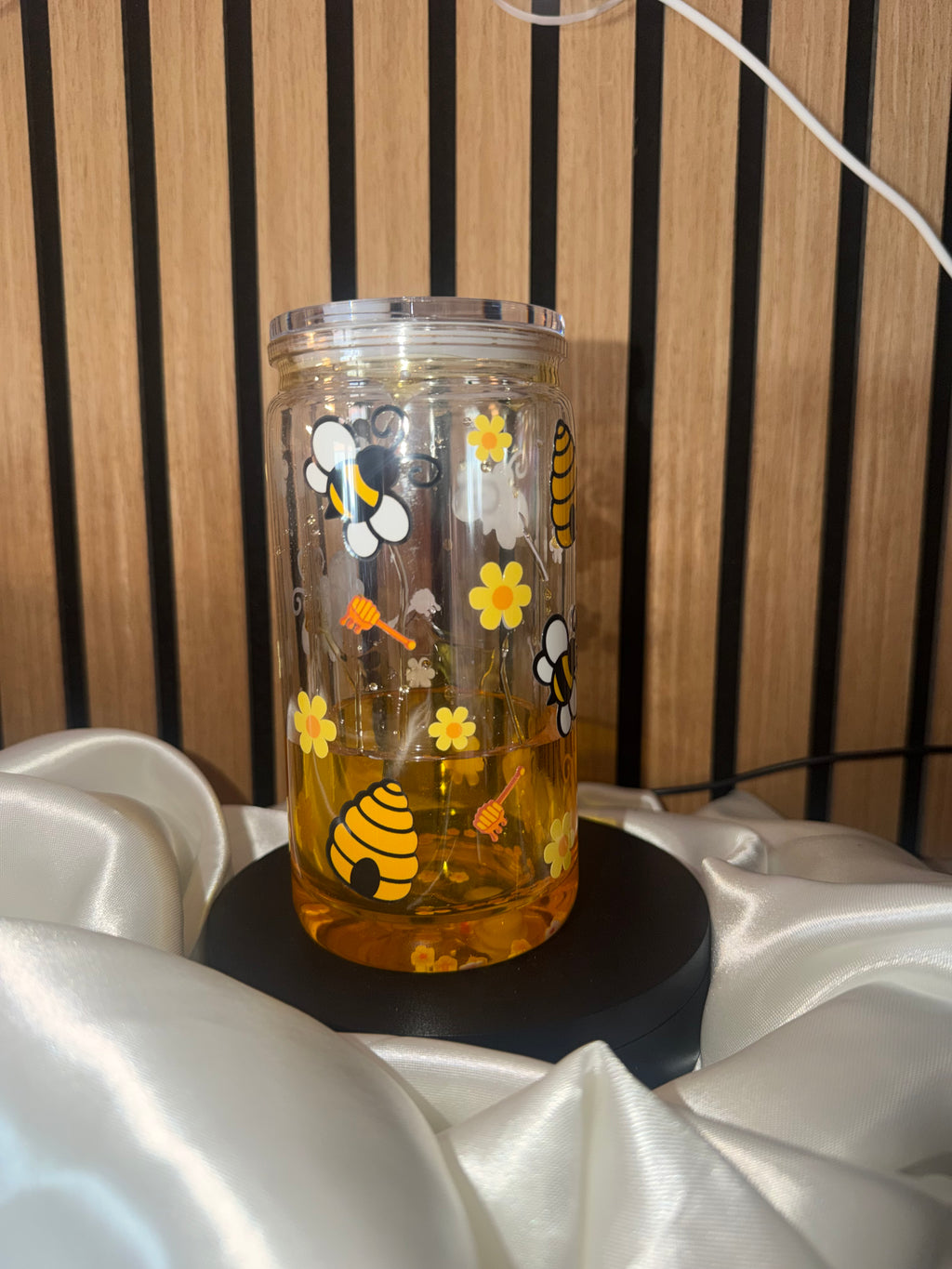 🍯 Gobelet Snowglobe « Effet Miel » – Abeilles & Fleurs