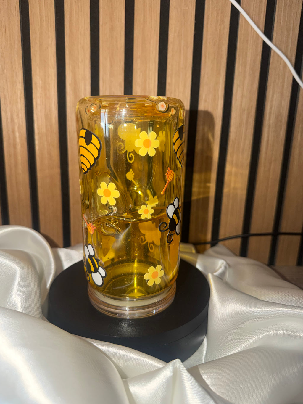 🍯 Gobelet Snowglobe « Effet Miel » – Abeilles & Fleurs
