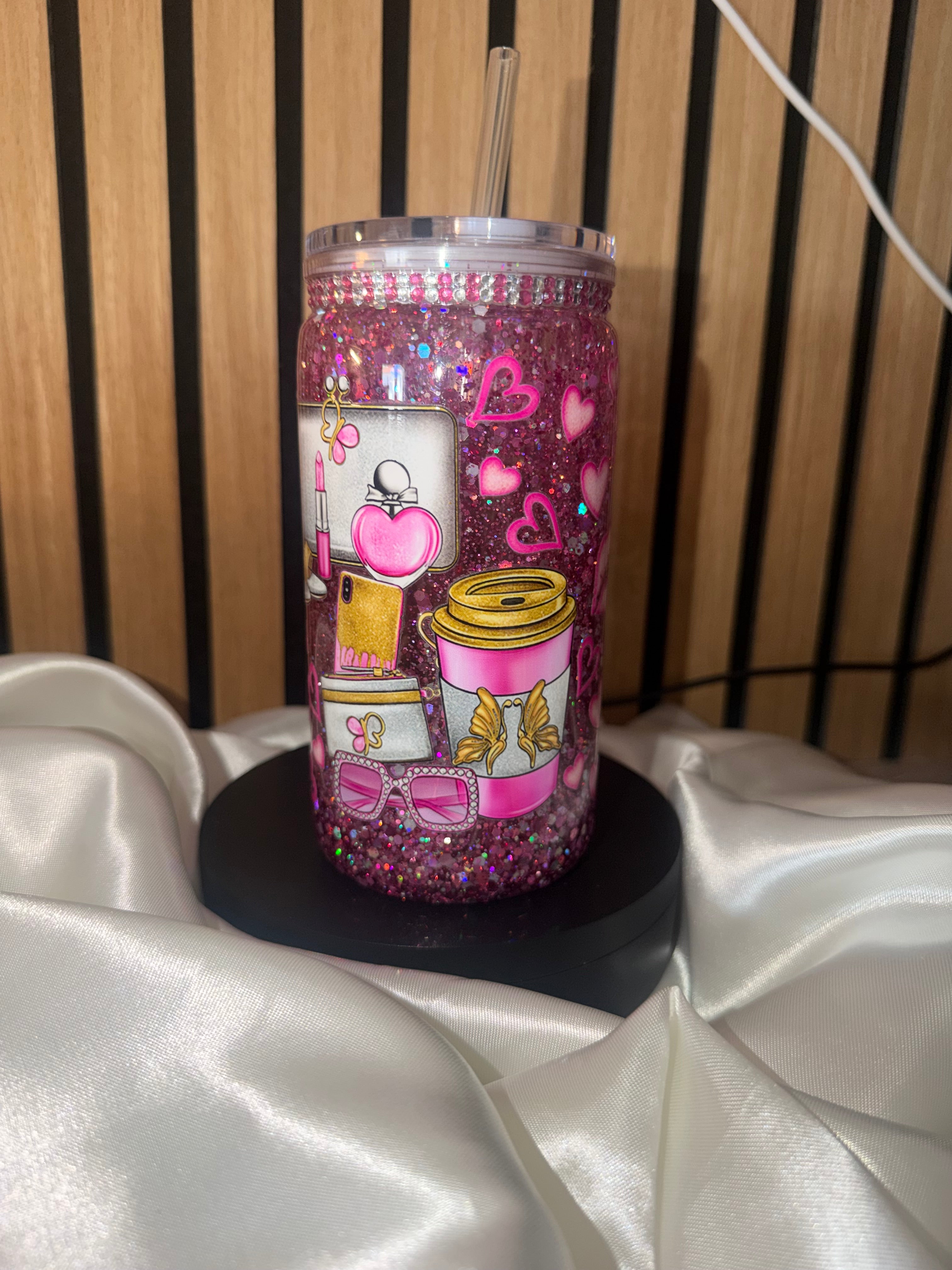 💖 Gobelet Snowglobe « Effet Paillettes Lentes » – Girly Chic