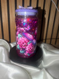 🦋 Gobelet Snowglobe « Effet Paillettes Suspendues » – Papillons & Fleurs